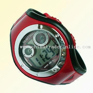 solar watch 88 Ladies Solar Power Sports Watch with Large 4-Side Solar Panel from China